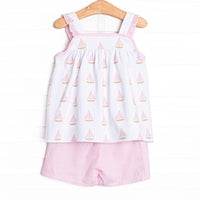 Sea Breeze and Sails Short Set, Pink