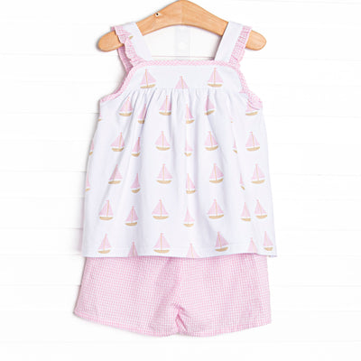 Sea Breeze and Sails Short Set, Pink