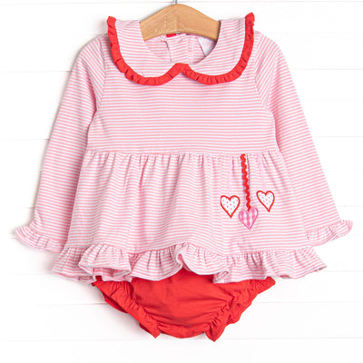 Get-together Galentine Applique Diaper Set, Pink