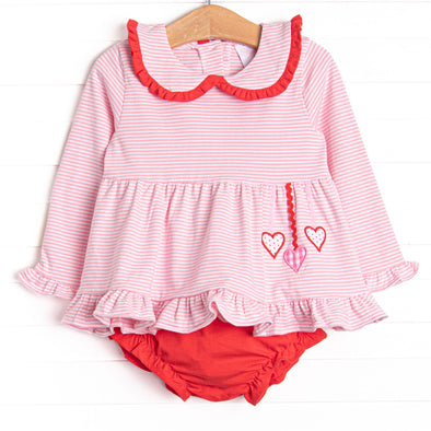 Get-together Galentine Applique Diaper Set, Pink