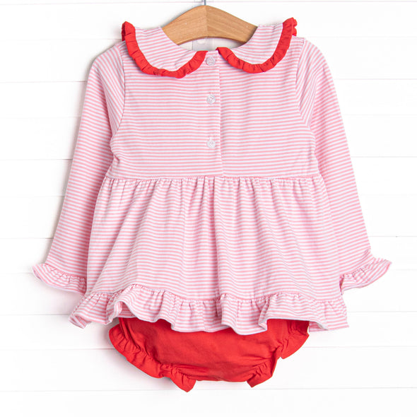 Get-together Galentine Applique Diaper Set, Pink