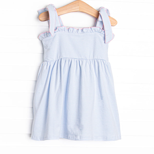 All Hands on Deck Applique Dress, Blue Stripe