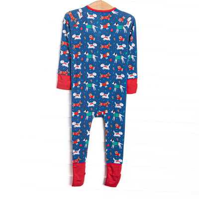 Pups and Presents Bamboo Zippy Pajama, Navy