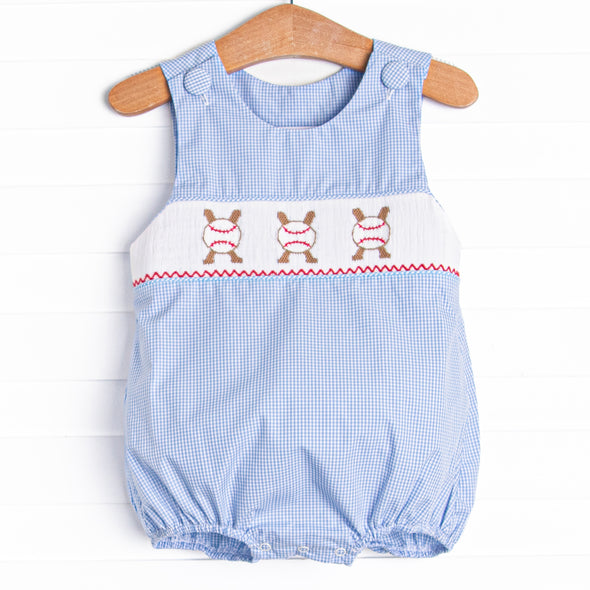 Homerun Hitter Smocked Bubble, Blue