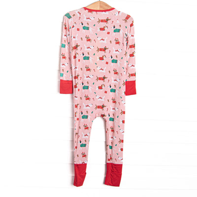 Pups and Presents Bamboo Zippy Pajama, Pink