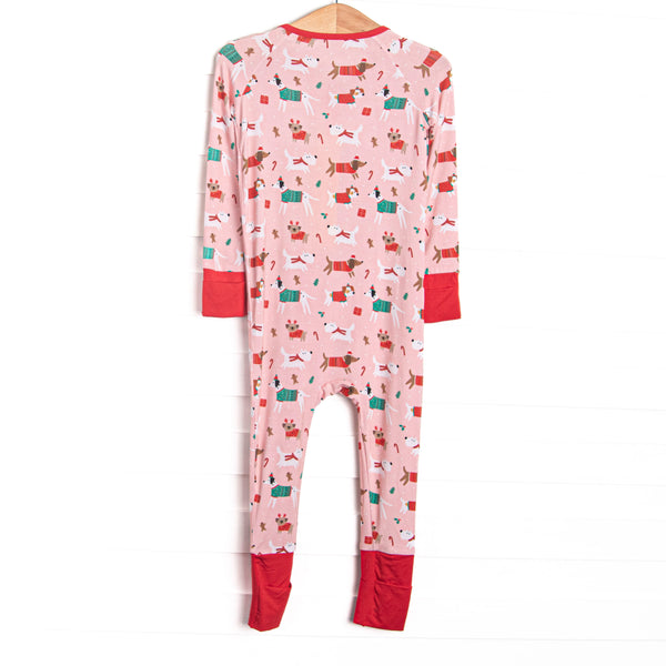 Pups and Presents Bamboo Zippy Pajama, Pink