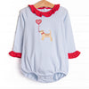 Heart On A String Applique Ruffle Bubble, Red