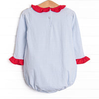 Heart On A String Applique Ruffle Bubble, Red