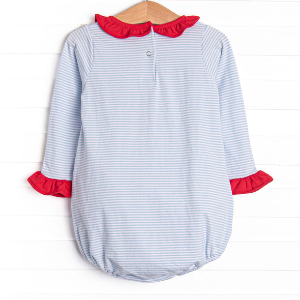 Heart On A String Applique Ruffle Bubble, Red