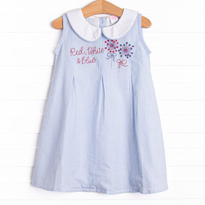 embroidered fish dress Light Up the Night Dress, Blue Seersucker – Stitchy graduation-dresses True to size Front Color:Lace Homecoming Dresses Electric Blue