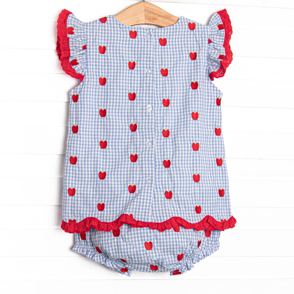 Grade School Gala Embroidered Diaper Set, Blue