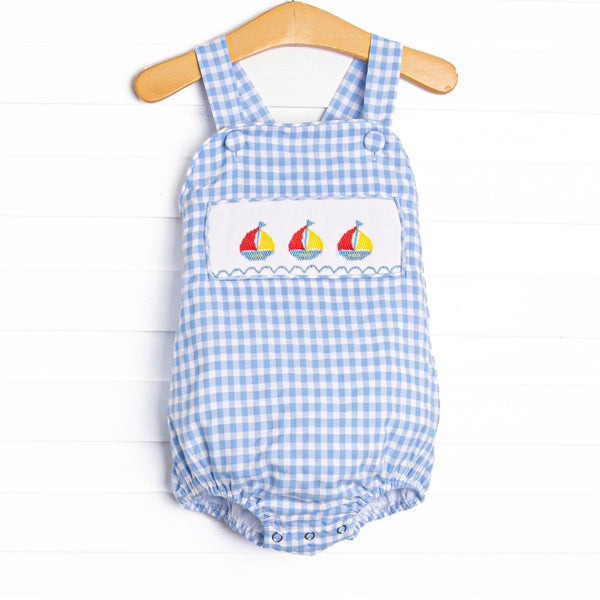 Sailing Into Summer Smocked Sunsuit, Blue