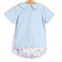 Lessons Learned Applique Diaper Set, Blue