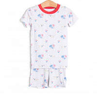 Paws-itively Patriotic Bamboo Pajama Short Set, Red