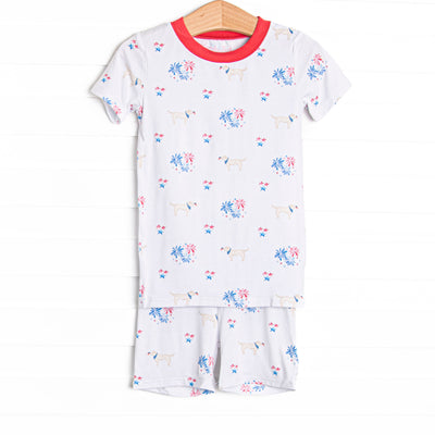 Paws-itively Patriotic Bamboo Pajama Short Set, Red