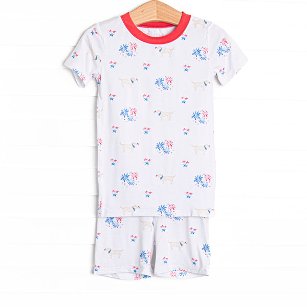Paws-itively Patriotic Bamboo Pajama Short Set, Red