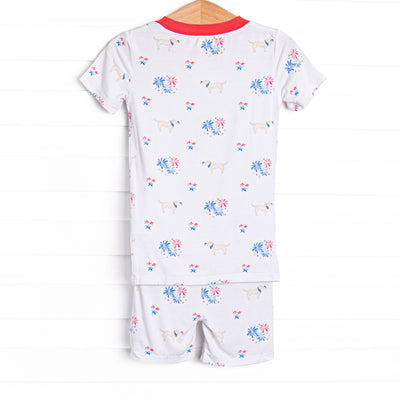 Paws-itively Patriotic Bamboo Pajama Short Set, Red