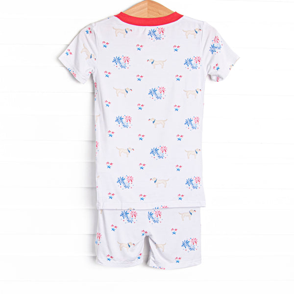 Paws-itively Patriotic Bamboo Pajama Short Set, Red