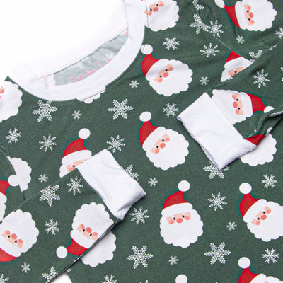 Seasonal Snowfall Bamboo Pajama Set, Green
