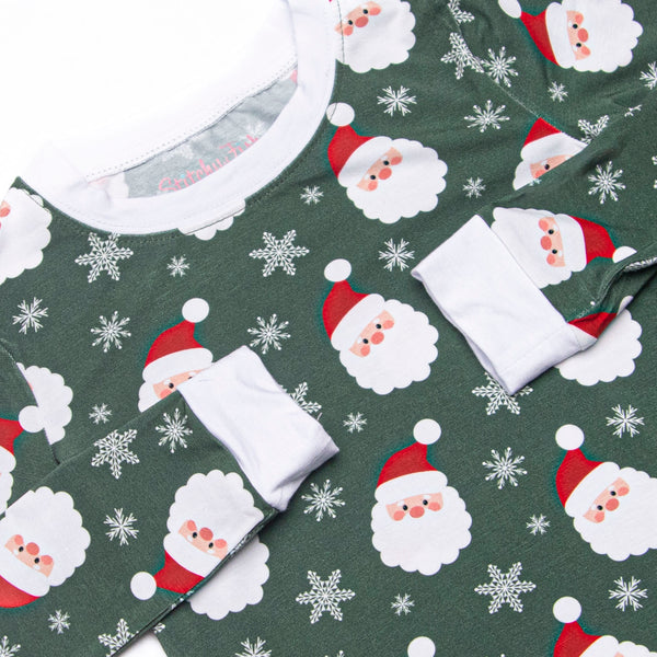Seasonal Snowfall Bamboo Pajama Set, Green