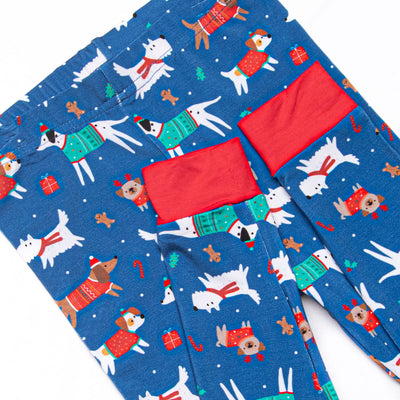 Pups and Presents Bamboo Pajama Set, Navy
