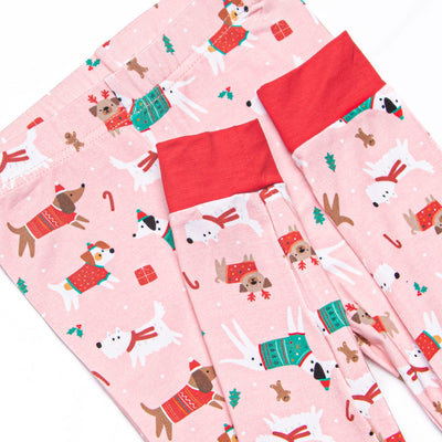 Pups and Presents Bamboo Pajama Set, Pink