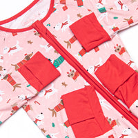 Pups and Presents Bamboo Zippy Pajama, Pink
