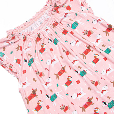 Pups and Presents Bamboo Night Gown, Pink