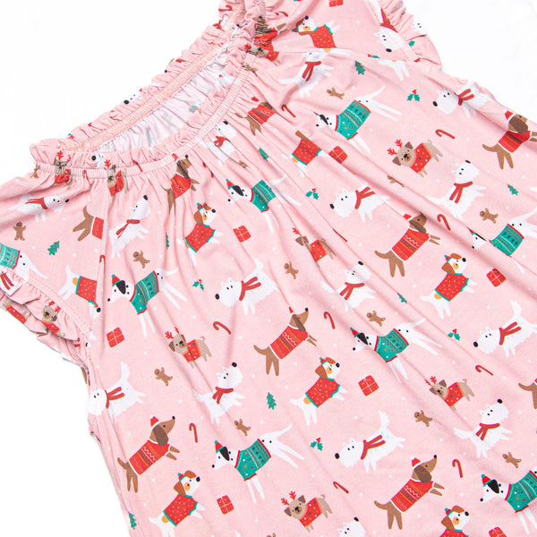 Pups and Presents Bamboo Night Gown, Pink