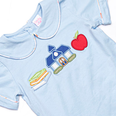 Lessons Learned Applique Diaper Set, Blue