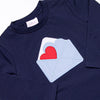 Heartfelt Note Applique Top, Navy