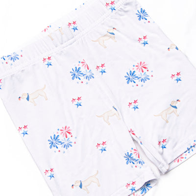 Paws-itively Patriotic Bamboo Pajama Short Set, Red
