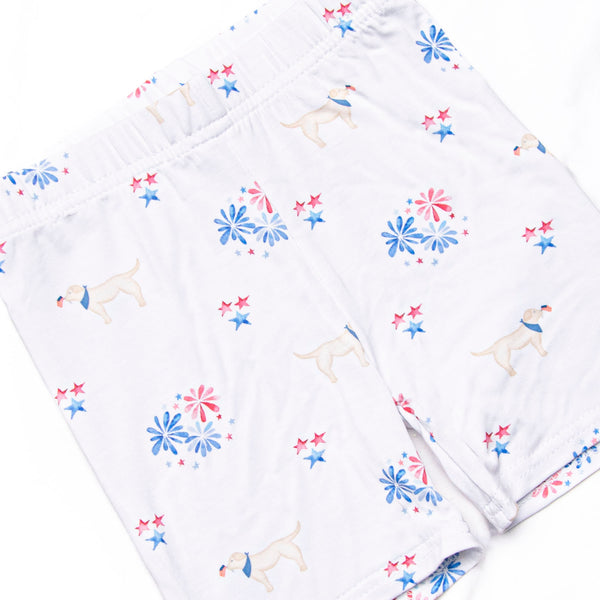Paws-itively Patriotic Bamboo Pajama Short Set, Red