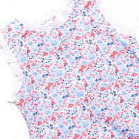 Red, White and Bloom Scalloped Dress, Blue