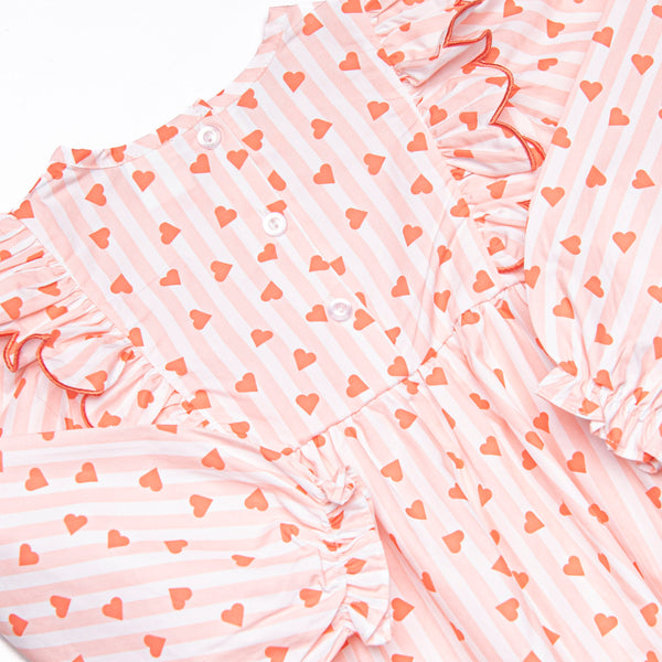 Heart String Stripes Side Tie Bubble, Red