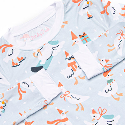 Gifting Geese Bamboo Pajama Set, Mint