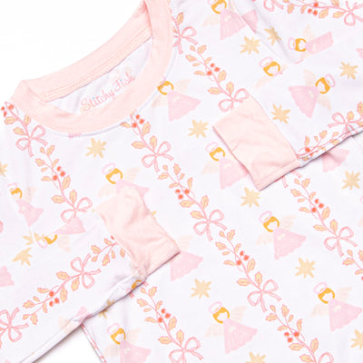Christmas Angel Bamboo Pajama Set, Pink