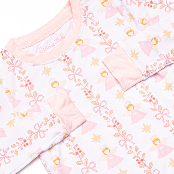Christmas Angel Bamboo Pajama Set, Pink