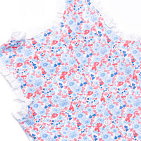 Red, White and Bloom Scalloped Dress, Blue