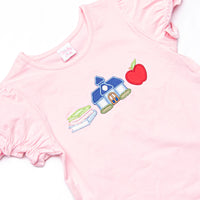 Lessons Learned Applique Ruffle Short Set, Pink