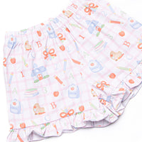 Lessons Learned Applique Ruffle Short Set, Pink