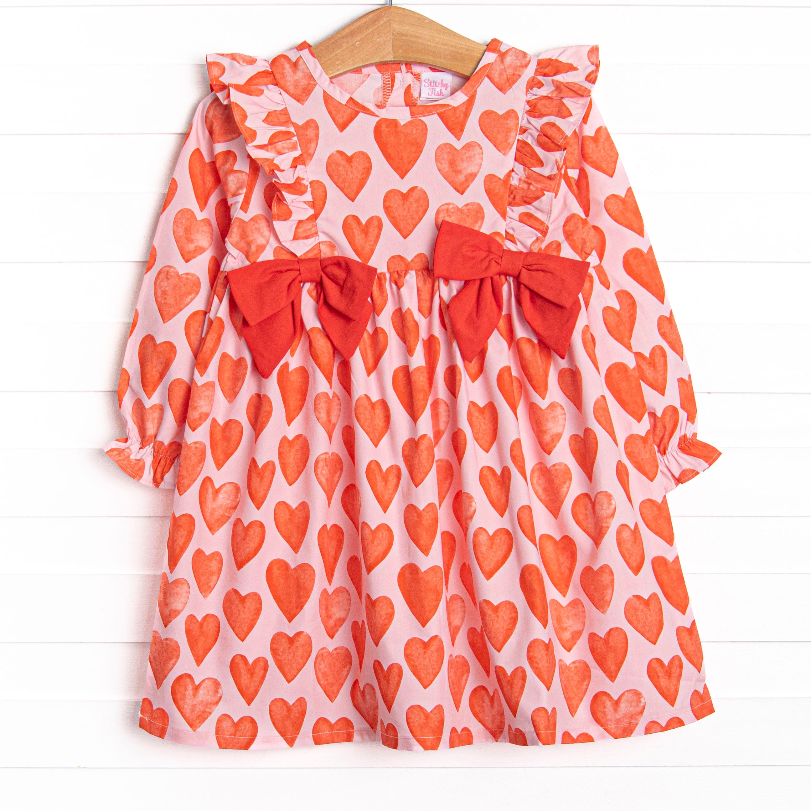 Girl's All About Love Dress in Red size 7 | Stitchy Fish Girl's All About Love Dress in Red size 7 | Stitchy Fish