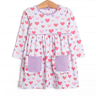 Hearts Galore Pocket Dress, Purple