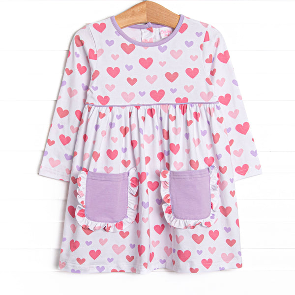 Hearts Galore Pocket Dress, Purple