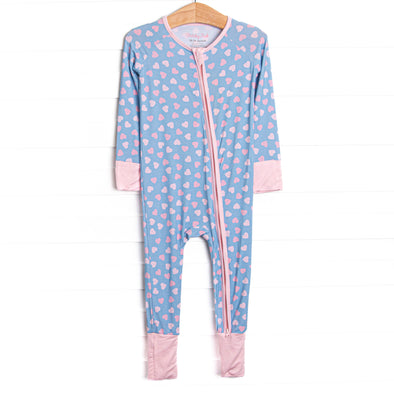 Valentine Blues Bamboo Zippy Pajama, Blue