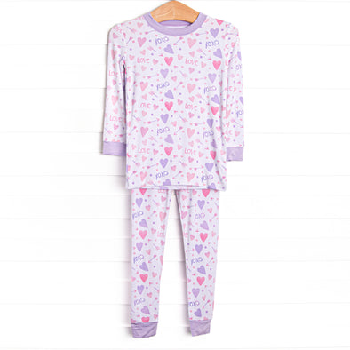 X's and O's Bamboo Pajama Set, Purple