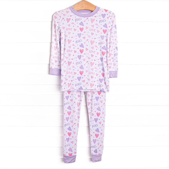 X's and O's Bamboo Pajama Set, Purple