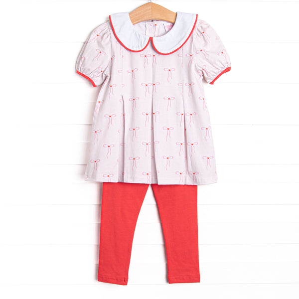 Be Mine Bow Legging Set, Red