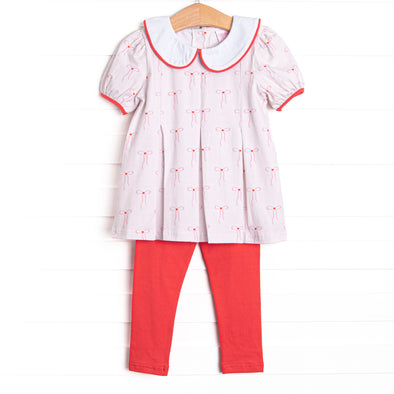Be Mine Bow Legging Set, Red