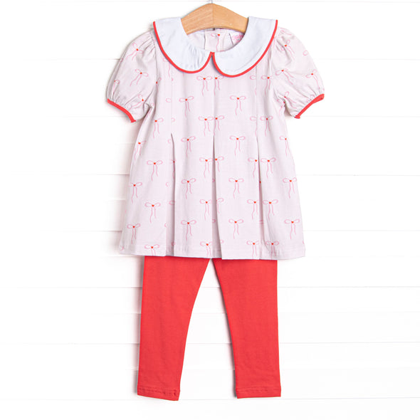 Be Mine Bow Legging Set, Red